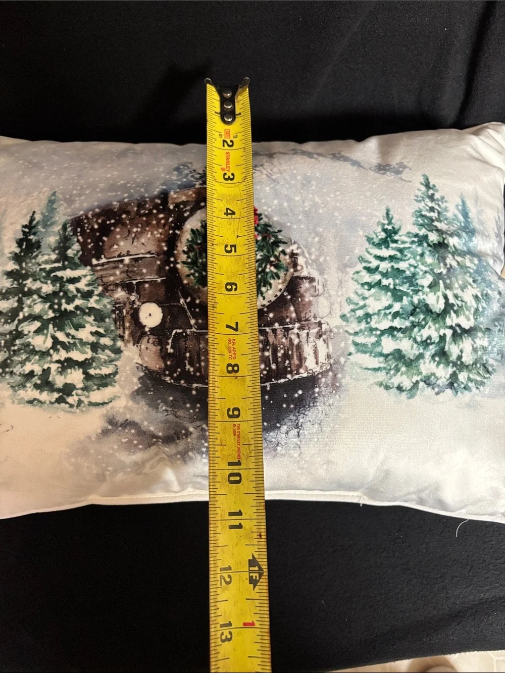 Christmas Holiday Pillow Pine Trees with Snow Design